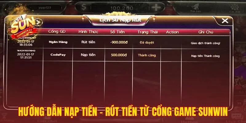 Sunwin 44 Quy trình giao dịch nạp rút tiền tại hệ thống an toàn minh bạch